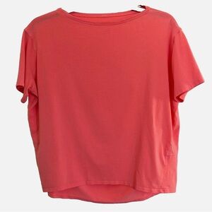 Lululemon Coral Relaxed Fit Cropped Tee Shirt Large Athleisure Workout Top